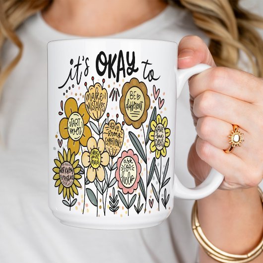 Es ist okay, Boho-Blumen-Kaffeetasse Kaffeetasse