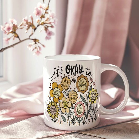 Es ist okay, Boho-Blumen-Kaffeetasse Kaffeetasse