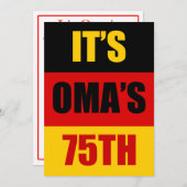 Es ist Omas 75. Geburtstagsflagge Einladung (Vorne/Hinten)