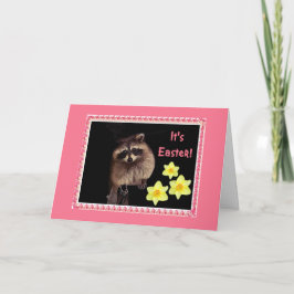 Es ist Ostern! Raccoon-Karte für alle. Karte
