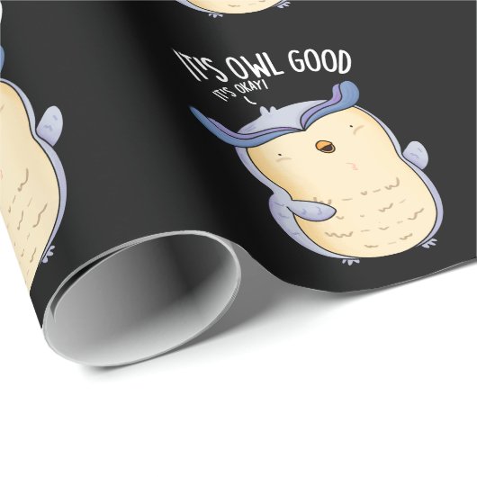 Es ist Owl Good Funny Bird Pun Dark BG Geschenkpapier (Rolleneckpunkt)