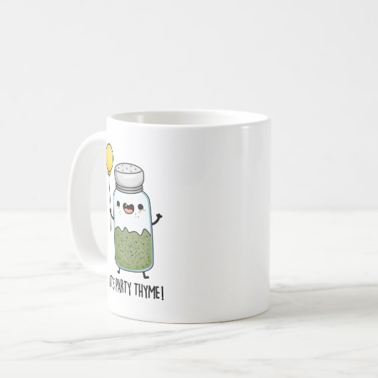 Es ist Party Thyme Funny Herb Pun Kaffeetasse (Vorderseite Links)