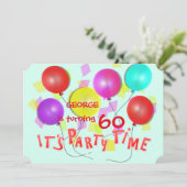 Es ist Party Time farbenfrohe Balloons Personalisi Einladung (Stehend Vorderseite)