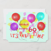 Es ist Party Time farbenfrohe Balloons Personalisi Einladung (Vorderseite)
