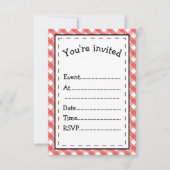 Es ist Party Time Red Gingham Einladung (Vorderseite)