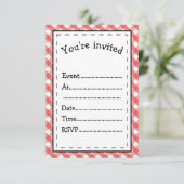 Es ist Party Time Red Gingham Einladung (Stehend Vorderseite)