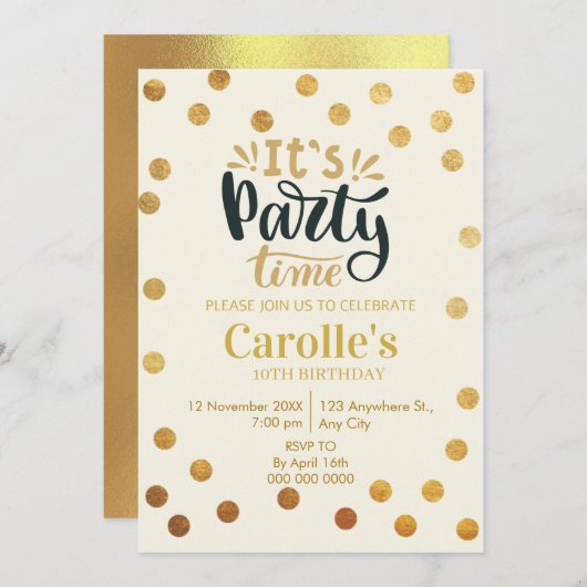 Es ist Party Time Simple Birthday Einladung (Vorne/Hinten)