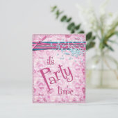 Es ist Party Zeit Extravagant Pink Cupcake Einladu Einladung (Stehend Vorderseite)