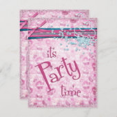 Es ist Party Zeit Extravagant Pink Cupcake Einladu Einladung (Vorne/Hinten)