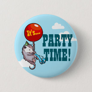 Es ist PARTY ZEIT! Floating Opossum Balloon Possum Button