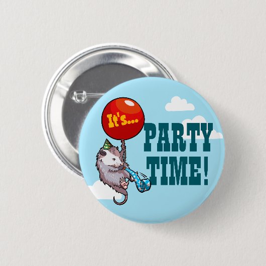 Es ist PARTY ZEIT! Floating Opossum Balloon Possum Button (Vorne & Hinten)
