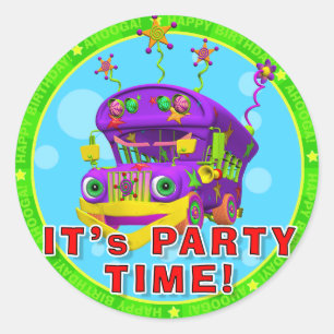 Es ist Party Zeit! Geburtstagsaufkleber mit Buster Runder Aufkleber