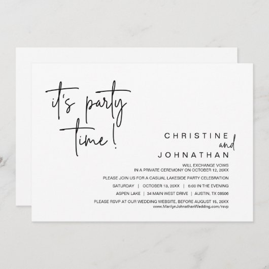 Es ist Party Zeit, Hochzeit Abendessen Einladung (Vorne/Hinten)