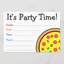 Es ist Party Zeit! Illustrierte Pizza Geburtstag