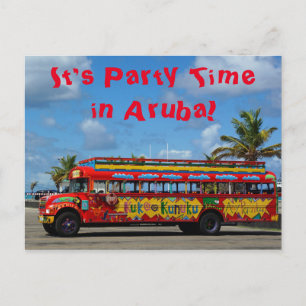 Es ist Party-Zeit in Aruba Einladungspostkarte