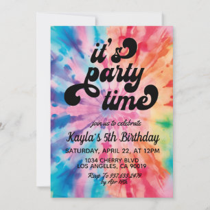 Es ist Partyzeit Groovy Tie Dye Geburtstagseinladu Einladung