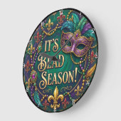 Es ist Perlenzeit Mardi Gras Große Wanduhr (Winkel)