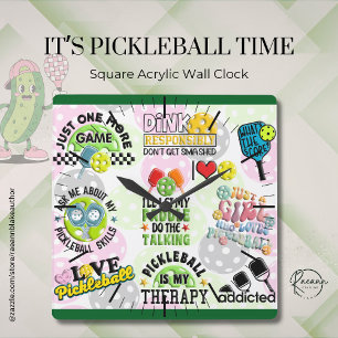 Es ist Pickleball Time Square Wanduhr