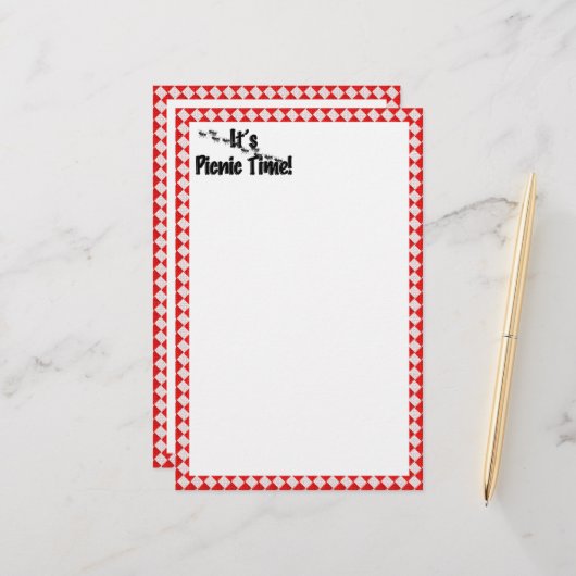 Es ist Picnic Time! Rotes Tischtuch mit Anten Briefpapier (Vorderseite/Rückseite Beispiel)