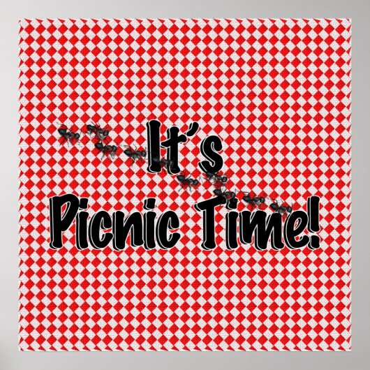 Es ist Picnic Time! Rotes Tischtuch mit Anten Poster (Vorne)
