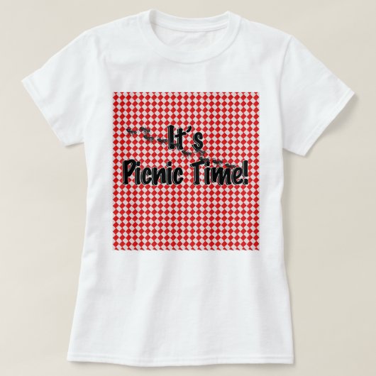 Es ist Picnic Time! Rotes Tischtuch mit Anten T-Shirt (Design vorne)