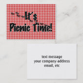 Es ist Picnic Time! Rotes Tischtuch mit Anten Visitenkarte (Vorne/Hinten)
