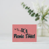Es ist Picnic Time! Rotes Tischtuch mit Anten Visitenkarte (Stehend Vorderseite)