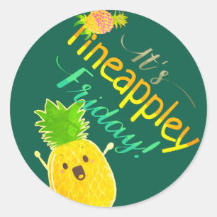 Es ist Pineappley Freitag - Punny Garden Classic R Runder Aufkleber