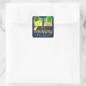 Es ist Pineappley Friday - Punny Garden Square Sti Quadratischer Aufkleber (Tasche)