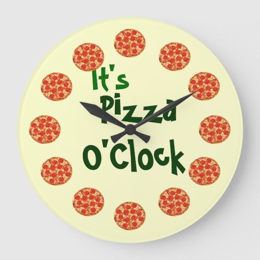 Es ist Pizza O'Clock Große Wanduhr (Vorderseite)