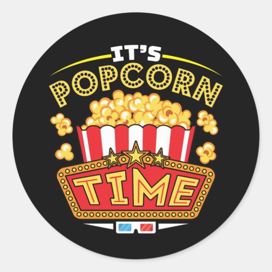 Es ist Popcorn Time Runder Aufkleber (Vorderseite)