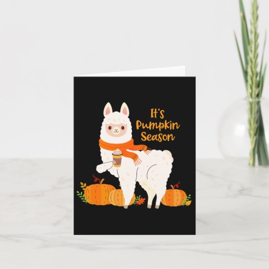 Es ist Pumpkin Jahreszeit Llama Herbst Blätter fal Karte (Vorderseite)