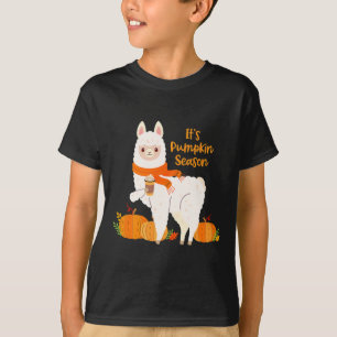 Es ist Pumpkin Jahreszeit Llama Herbst Blätter fal T-Shirt