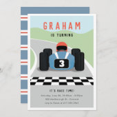 Es ist Race Time Birthday Einladung (Vorne/Hinten)