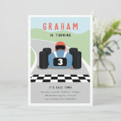 Es ist Race Time Birthday Einladung (Stehend Vorderseite)