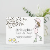 Es ist regnerische Babys Rosa Schirmherrschaft der Ankündigung (Stehend Vorderseite)