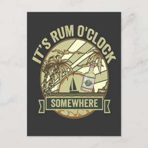 Es ist Rum Zeit irgendwo Lustige Vintage-Ferien Postkarte