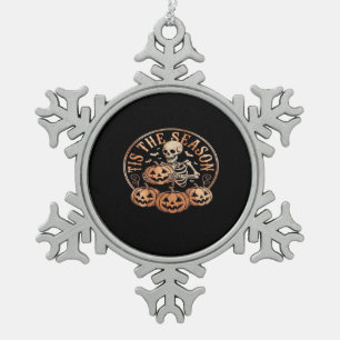 Es ist Saison Schneemobil Rot Kariert Schneeflocken Zinn-Ornament