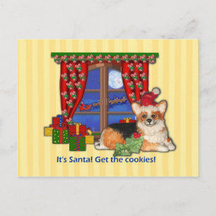 Es ist Santa! Holen Sie sich die Cookies! Corgi Ch Feiertagspostkarte