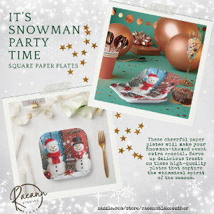 Es ist Schneemann Party Zeit Quadrat Papier Teller