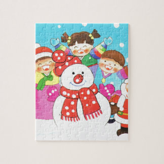 Es ist Schneezeit! Frohe Weihnachten, Kinder im Puzzle