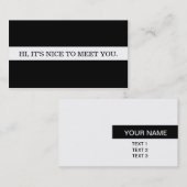 Es ist schön, dich kennenzulernen. telefonnummerkarte (Vorne/Hinten)