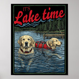 Es ist See-Zeit Golden Retriever Vintage See Leben Poster