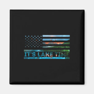 Es ist See Zeit Sonnenuntergang Amerikanische Flag Magnet