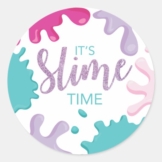 Es ist Slime Time Birthday Pink Sticker. Runder Aufkleber (Vorderseite)