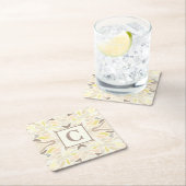 Es ist so ivory geometrisches Abstraktes Muster Rechteckiger Pappuntersetzer (Vor Ort)