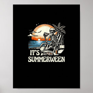 Es ist Sommerween-Skelett-Sonnenuntergangs-Urlaub Poster