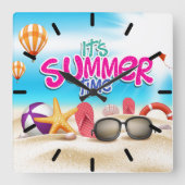 Es ist Sommerzeit Quadratische Wanduhr (Vorderseite)