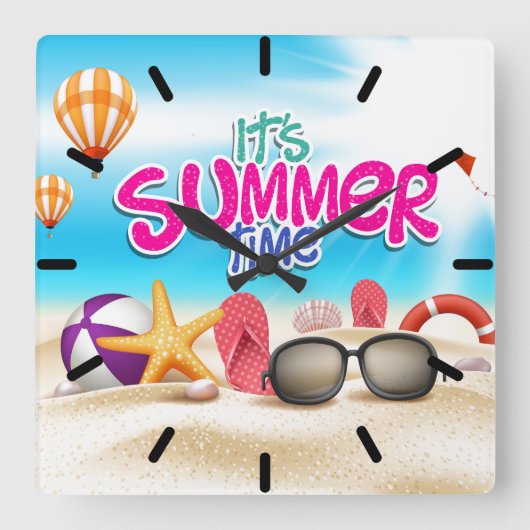 Es ist Sommerzeit Quadratische Wanduhr (Vorderseite)