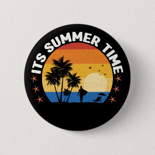 Es ist Sommerzeit Tropical Sunset Design Button